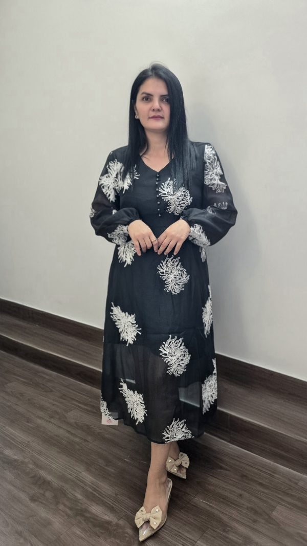 Premium Organza Dress-Black