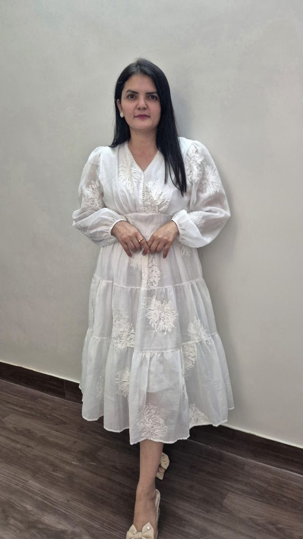 Premium Organza Dress-Alia Style-White