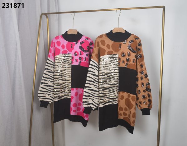 Sequined Long Sweater Dress