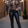 Double Zipper Velvet Leather Top for Women