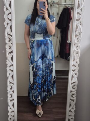 Magic Fabric Pleated Flared Palazzo Co-Ord Set for Women