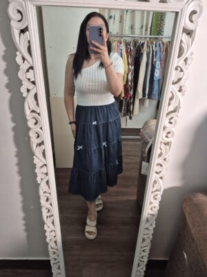 20250605_171024 Imported Soft Denim Frill Skirt for Women