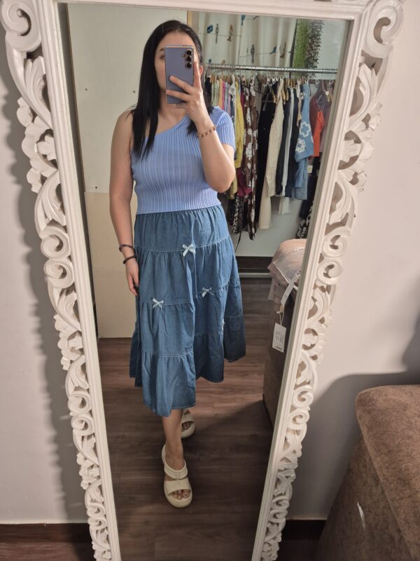 Imported Soft Denim Frill Skirt for Women
