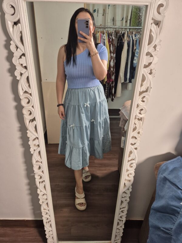 Imported Soft Denim Frill Skirt for Women