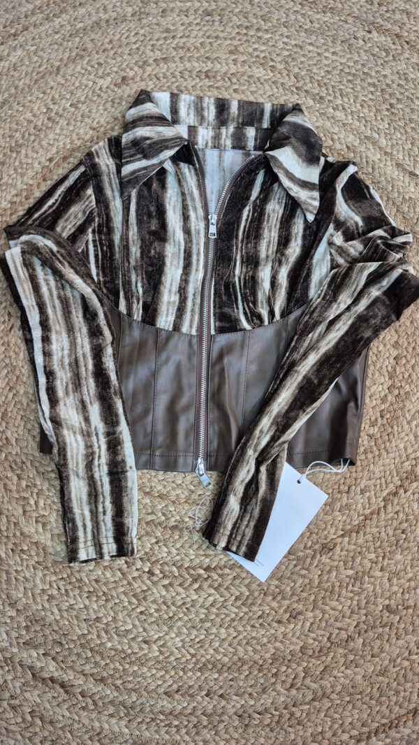 Double Zipper Velvet Leather Top for Women