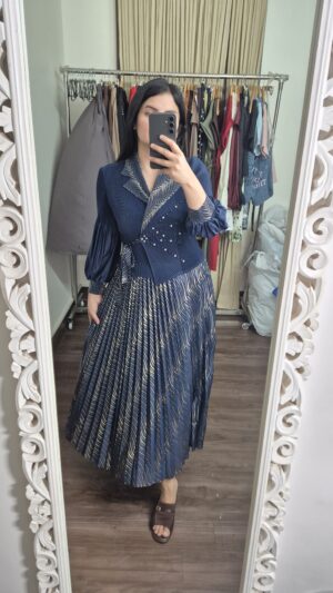 Korean Magic Fabric Pleated Dress
