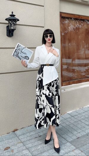 Premium Korean Blazer Dress with Belt & Pocket