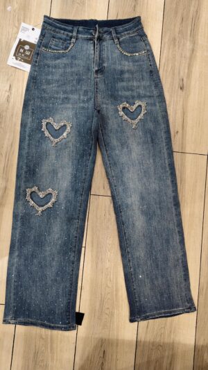 Women's Premium Heart Cutout Straight Fit Jeans