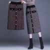 Woolen Checked Body-Fit Skirt