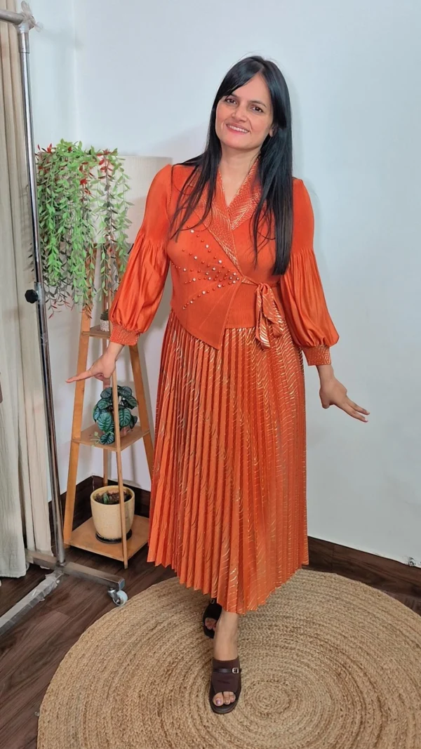 Korean Magic Fabric Pleated Dress