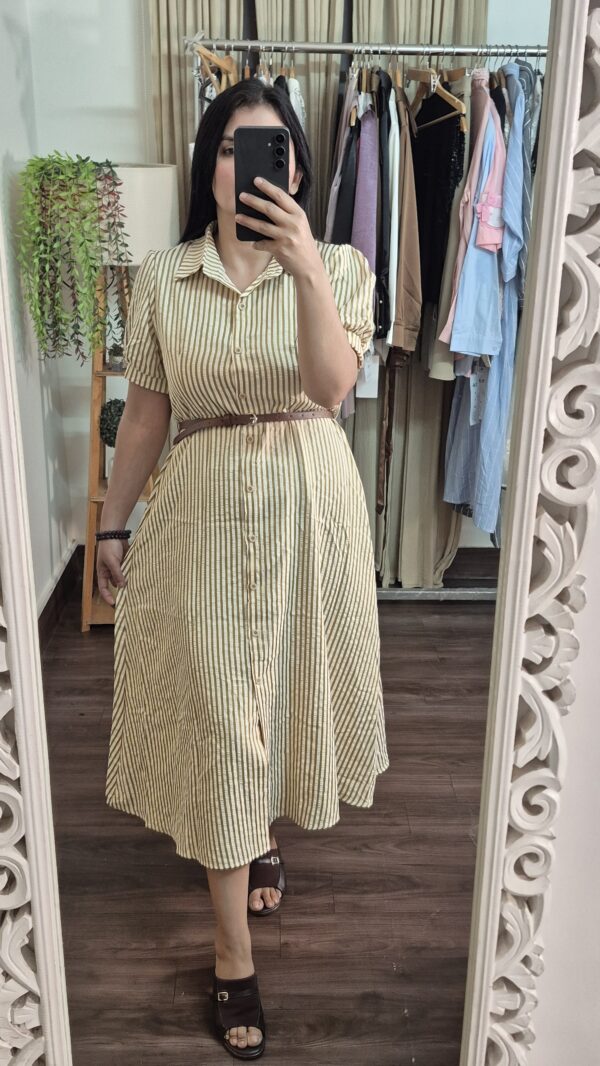 Cotton Linen Stripe Dress for Women