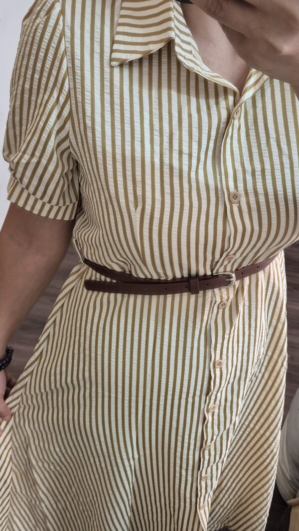 Cotton Linen Stripe Dress for Women