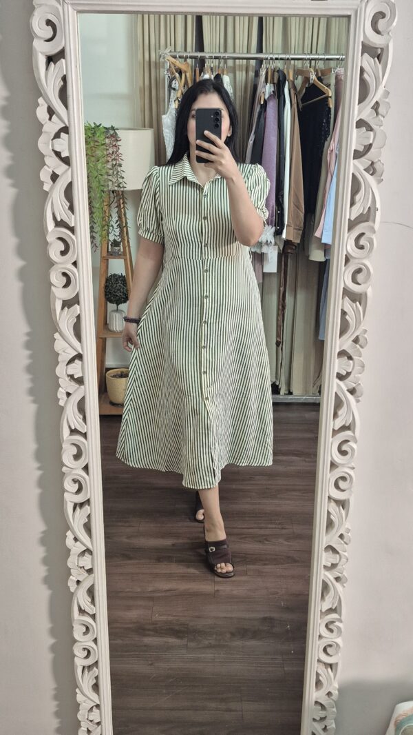 Cotton Linen Stripe Dress for Women