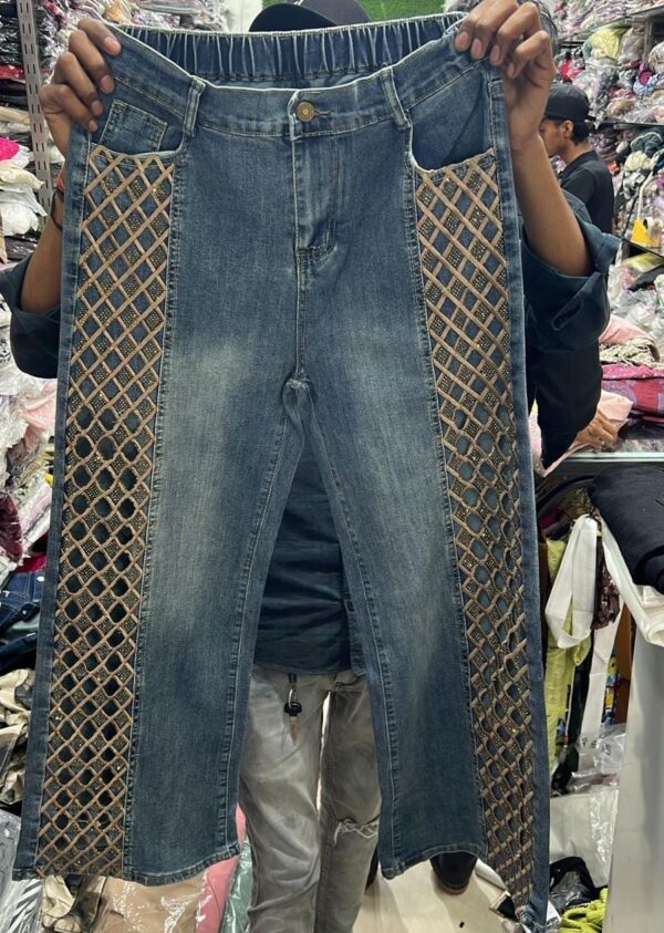 Designer Korean Jeans with Criss Cross Cut Detailing