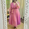 Ombre Net Pleated Dress – Korean Style