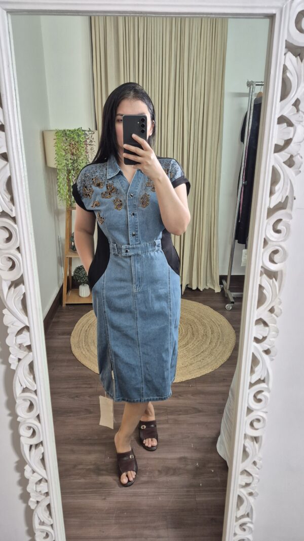 Premium 3D Butterfly Denim Dress
